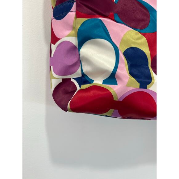 Vintage Coach Signature Scarf Print Satin Tote Bag - Picture 7 of 14